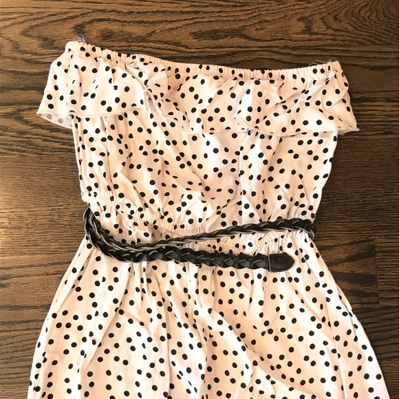 **CLOSET CLEAR OUT** Strapless white and black polka dot maxi - Picture 2 of 5